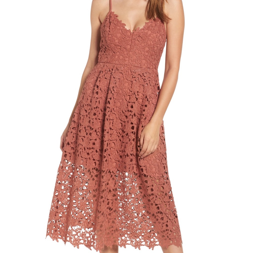 Eyelet ASTR the Label dress in Coral Cedar. NWT